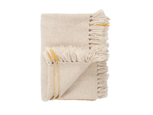 Slubby Knit Blanket in Ochre