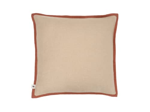 Bordy Edge Linen Cushion 43 x 43 cm in Natural And Terracotta