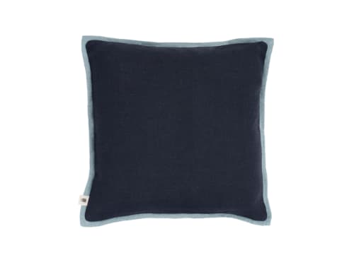 Bordy Edge Linen Cushion 43 x 43 cm in Dark Blue