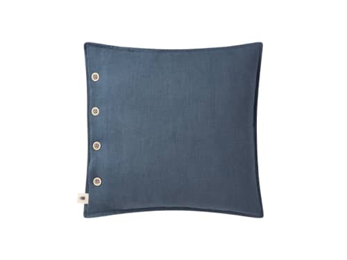 Easy Buttons Linen Cushion - 43 x 43 cm - Blue