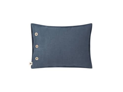 Easy Buttons Linen Cushion  30 x 40 cm in Blue