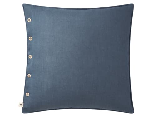 Easy Buttons Linen Cushion  60 x 60 cm in Blue