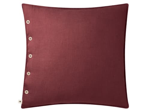 Easy Buttons Linen Cushion  60 x 60 cm in Dark Pink