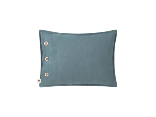 Easy Buttons Linen Cushion  30 x 40 cm in Dark Teal