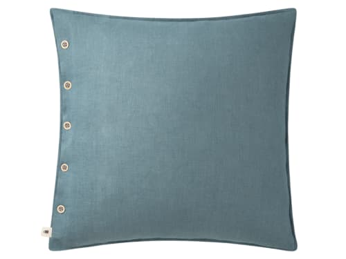 Easy Buttons Linen Cushion  60 x 60 cm in Dark Teal
