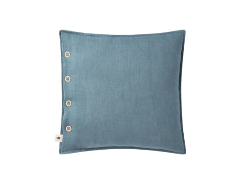 Easy Buttons Linen Cushion - 43 x 43 cm - Dark Teal