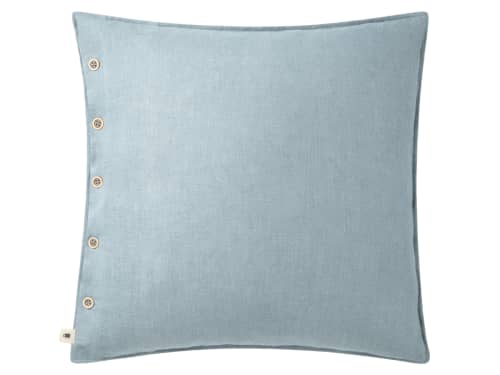 Easy Buttons Linen Cushion  60 x 60 cm in Pale Blue