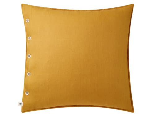Easy Buttons Linen Cushion - 60cm x 60cm - Butterscotch