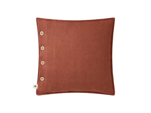 Easy Buttons Linen Cushion - 43 x 43 cm - Terracotta