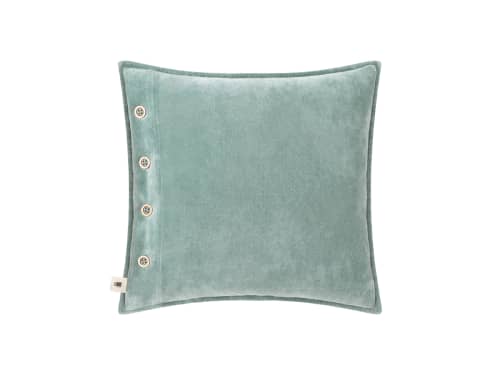 Easy Buttons Velvet Cushion 43 x 43 cm in Light Teal