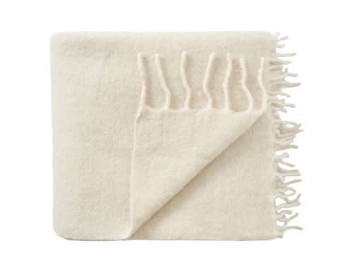 Chunky Wool Blanket 170 x 180 cm in Chalk