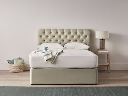 Snoozemuffin Headboard in Tea Dunk Beige Slubby Cotton