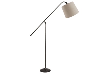 Angled Floor Lamp in Blackened Bronze with a Biscuit Shade