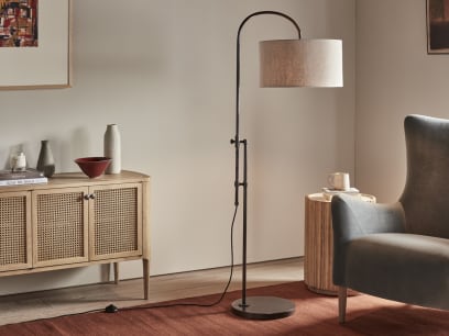 Trombone Floor Lamp in Blackened Bronze