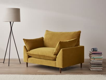 Slow Riser Love Seat in Butterscotch Clever Velvet