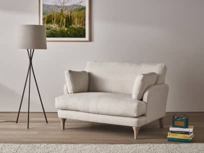 Smithy Love Seat in Egg Box Beige Linen