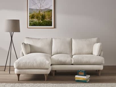 Smithy Chaise Sofa in Egg Box Beige Linen