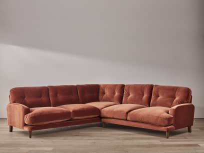 Sugarbum Corner Sofa in Broken Pot Orange Velvet