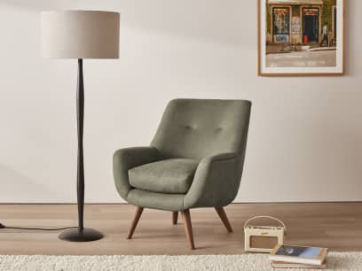 Groovins Accent Chair in Waxed Jacket Green Linen