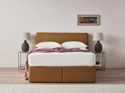 Cookie Headboard in Treacle Tart Clever Slubby Linen