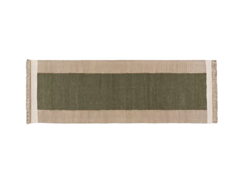 Blocky Linen Runner 80 x 240 cm in Olive