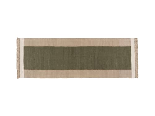 Blocky Linen Runner 80 x 240 cm in Olive