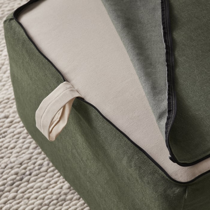 Flip Flop Foldaway Bed in Waxed Jacket Green Linen