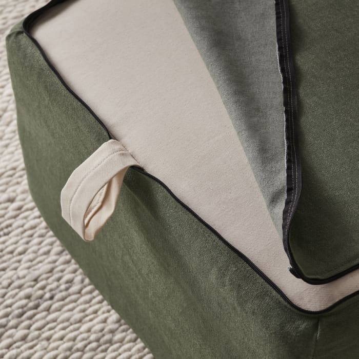 Flip Flop Foldaway Bed in Waxed Jacket Green Linen
