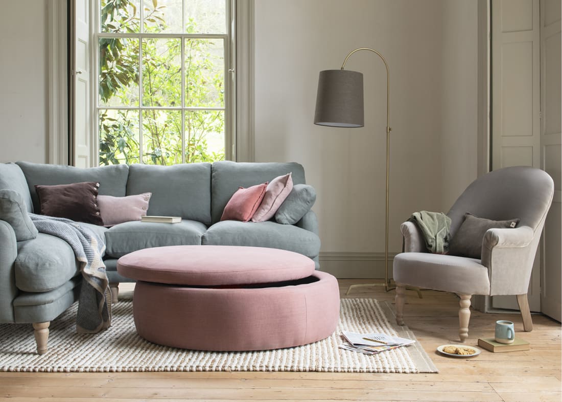 Pot Pie Storage Footstool Upholstered Round Storage Ottoman Loaf