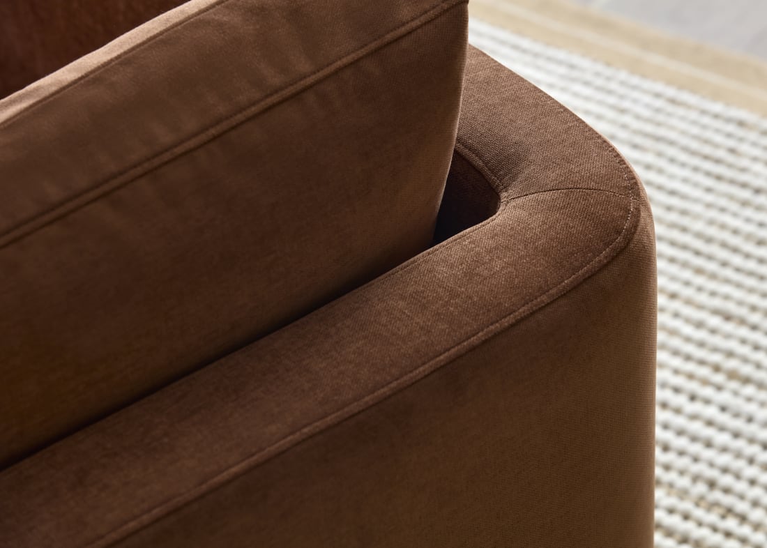 Easy Glider Accent Chair in School Satchel Brown Chenille with Dark Oak Legs