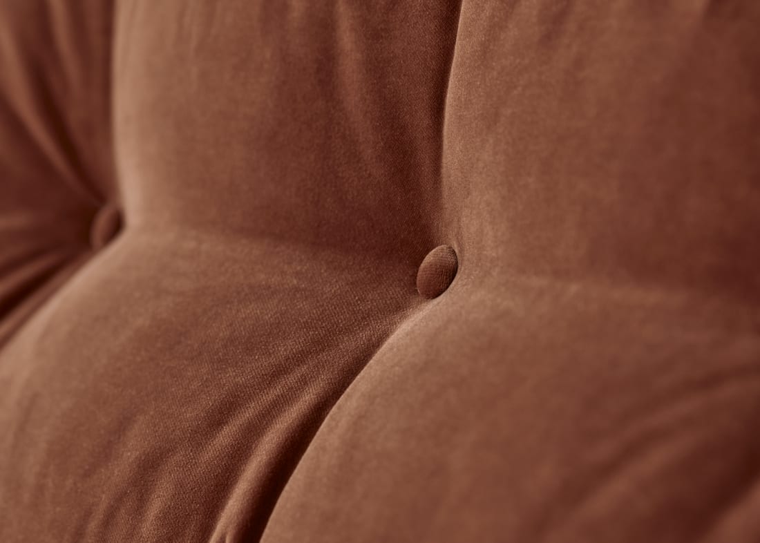 Sugar Bum Sofa in Broken Pot Orange Velvet