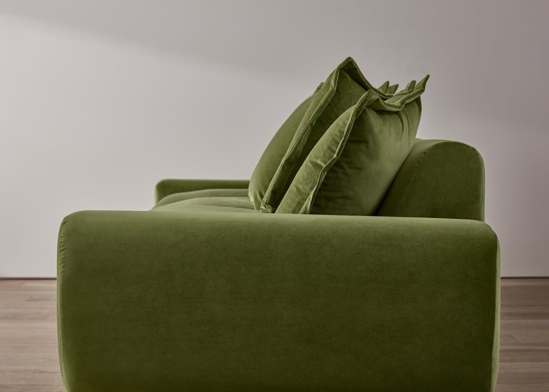 Wodge Sofa in Grass Clippings Green Velvet