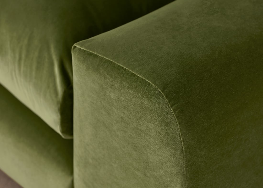 Wodge Modular Chaise Longue in Grass Clippings Green Velvet