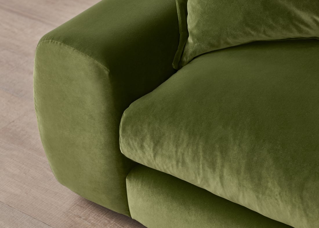 Wodge Modular Chaise Longue in Grass Clippings Green Velvet