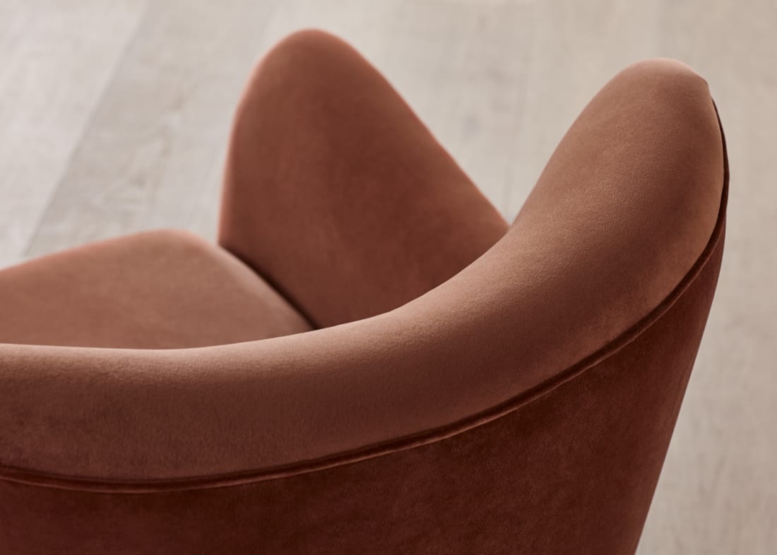Chillback Accent Chair in Broken Pot Orange Velvet