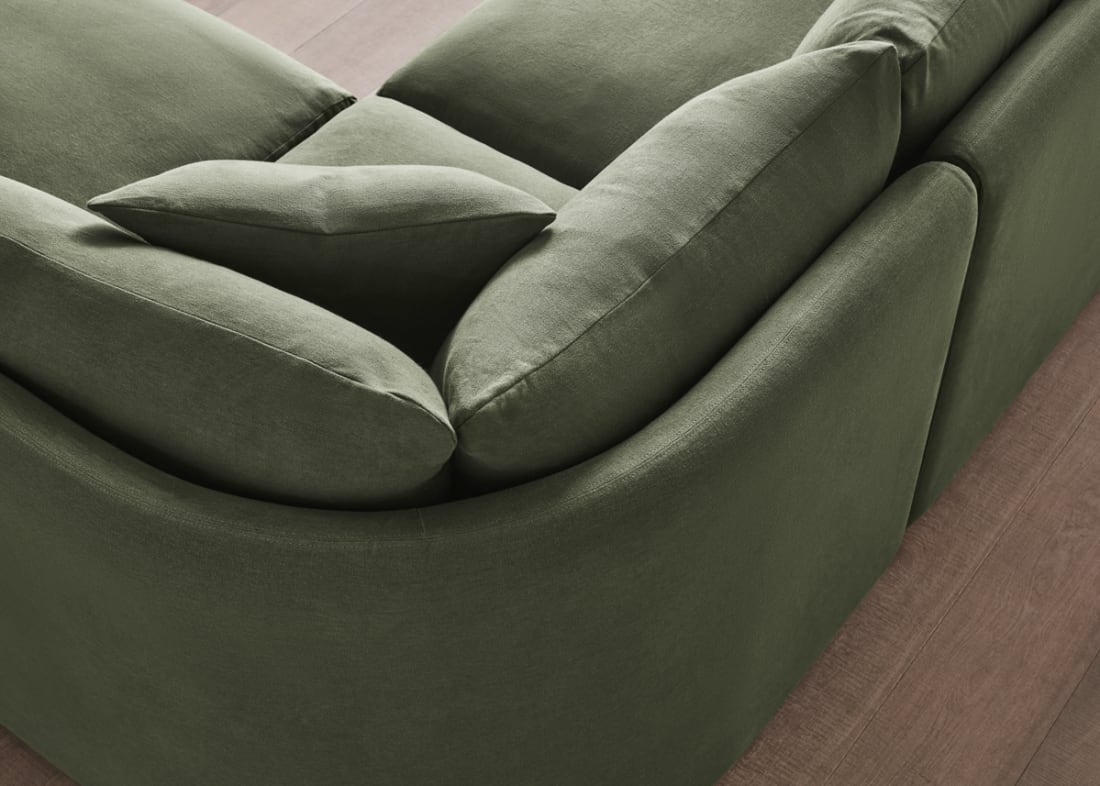 Curvella Corner Sofa in Battered Shed Clever Linen