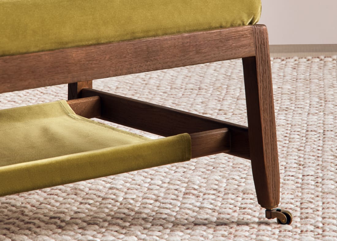 SLINGSHOT COFFEE TABLE DARK OAK PRESSED OLIVES VELVET 35