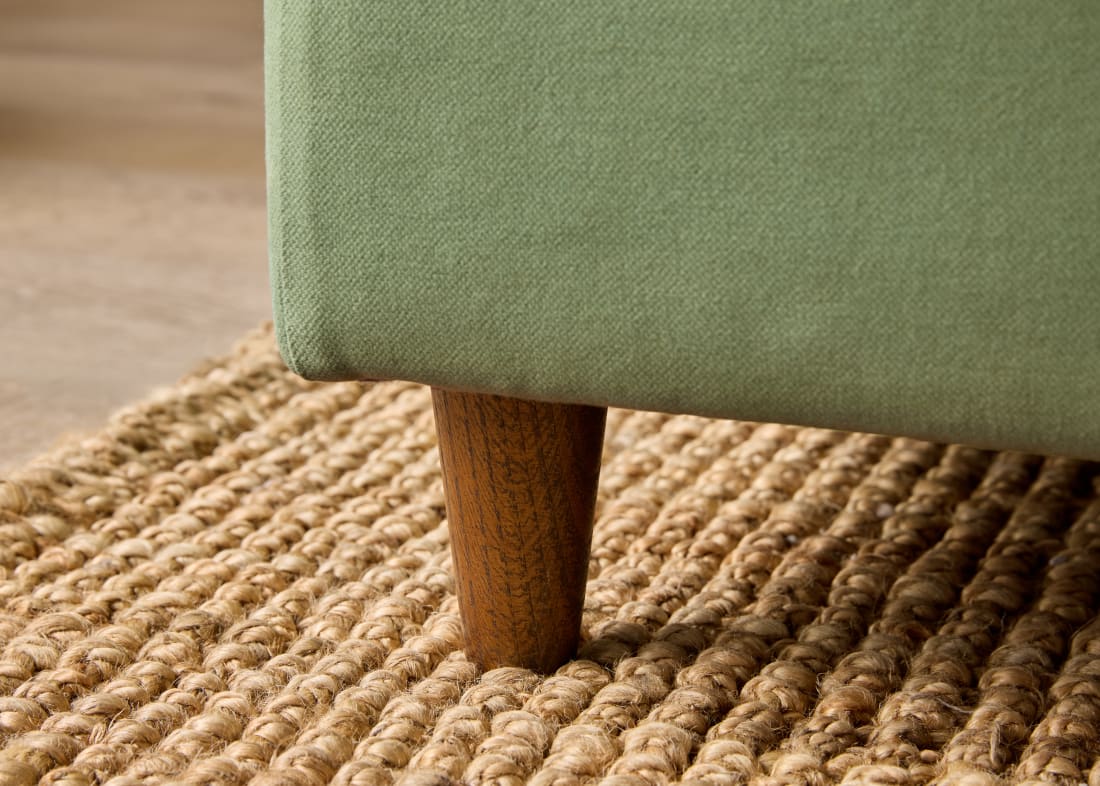 Slow Riser Chaise Sofa Bed in Mint Tea Green Twill with Dark Oak Legs