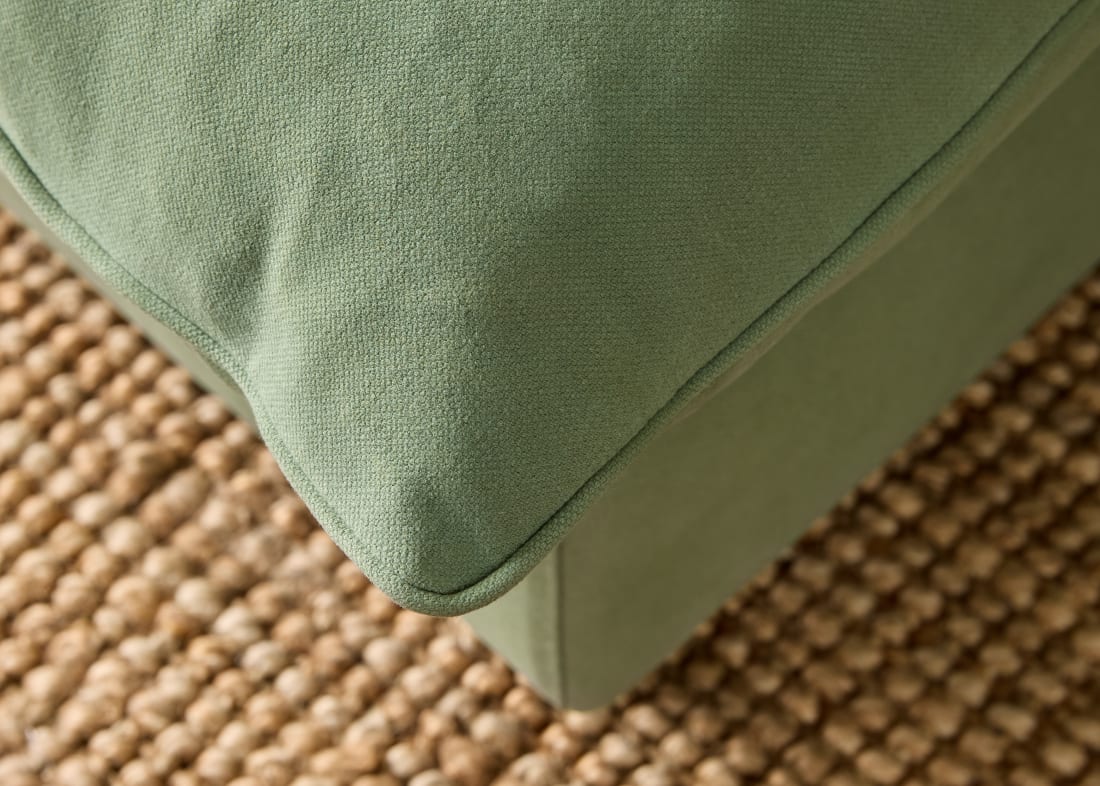 Slow Riser Chaise Sofa Bed in Mint Tea Green Twill with Dark Oak Legs