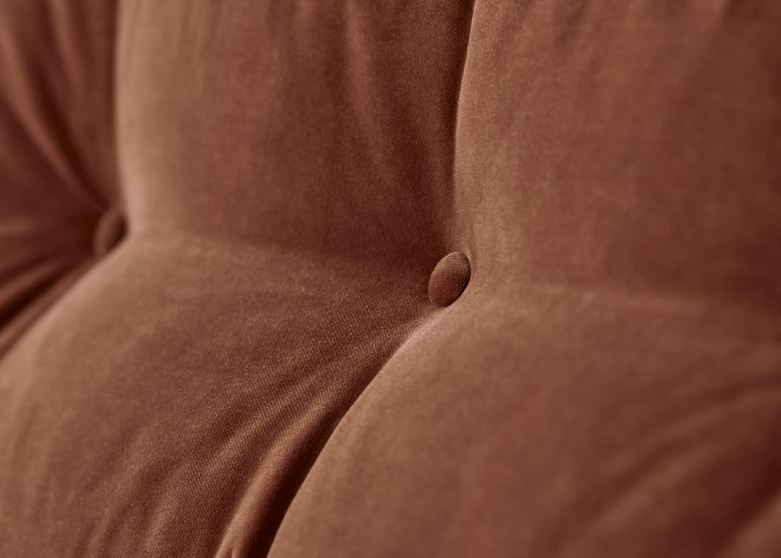 Sugar Bum Sofa in Broken Pot Orange Velvet
