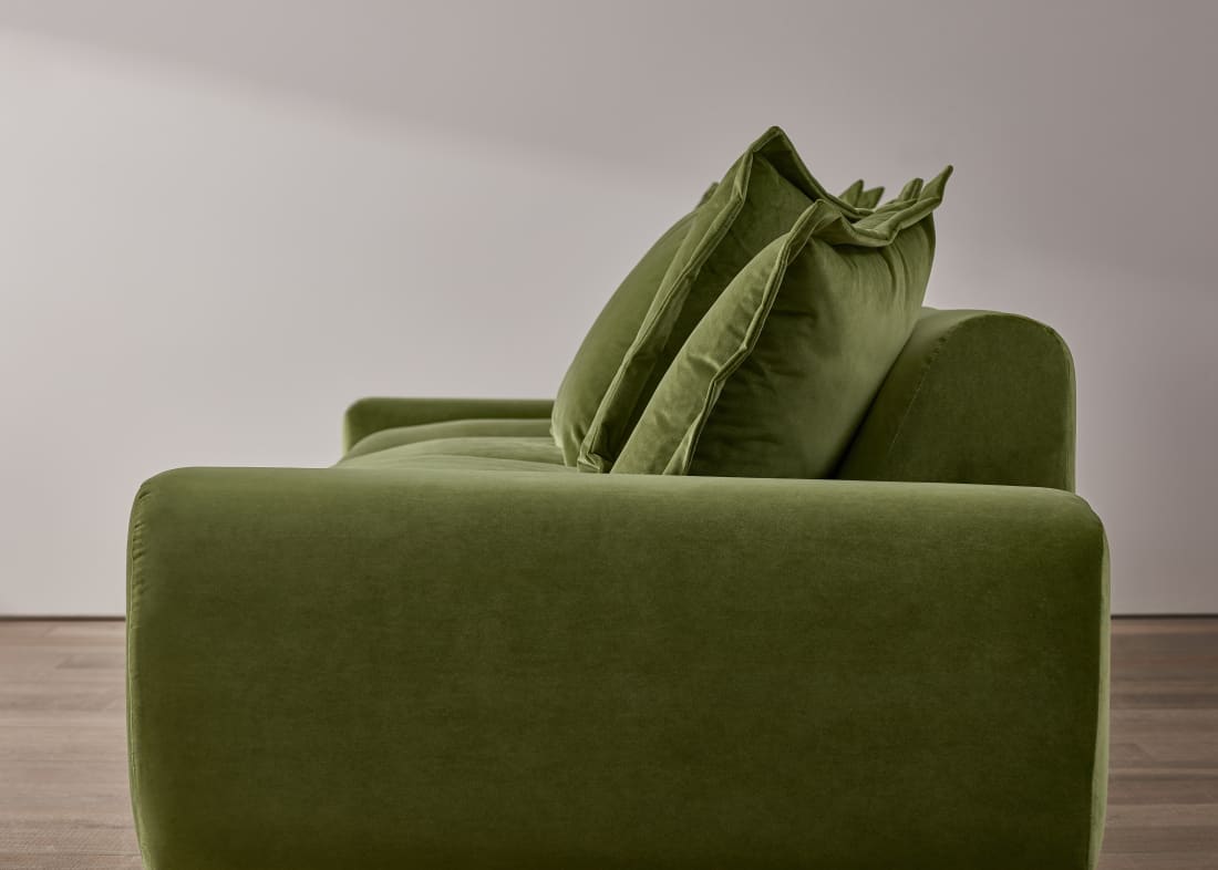 Wodge Sofa in Grass Clippings Green Velvet