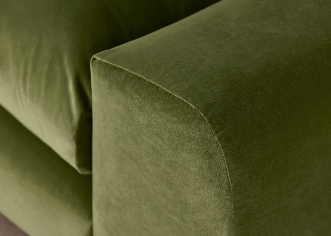 Wodge Modular Chaise Longue in Grass Clippings Green Velvet