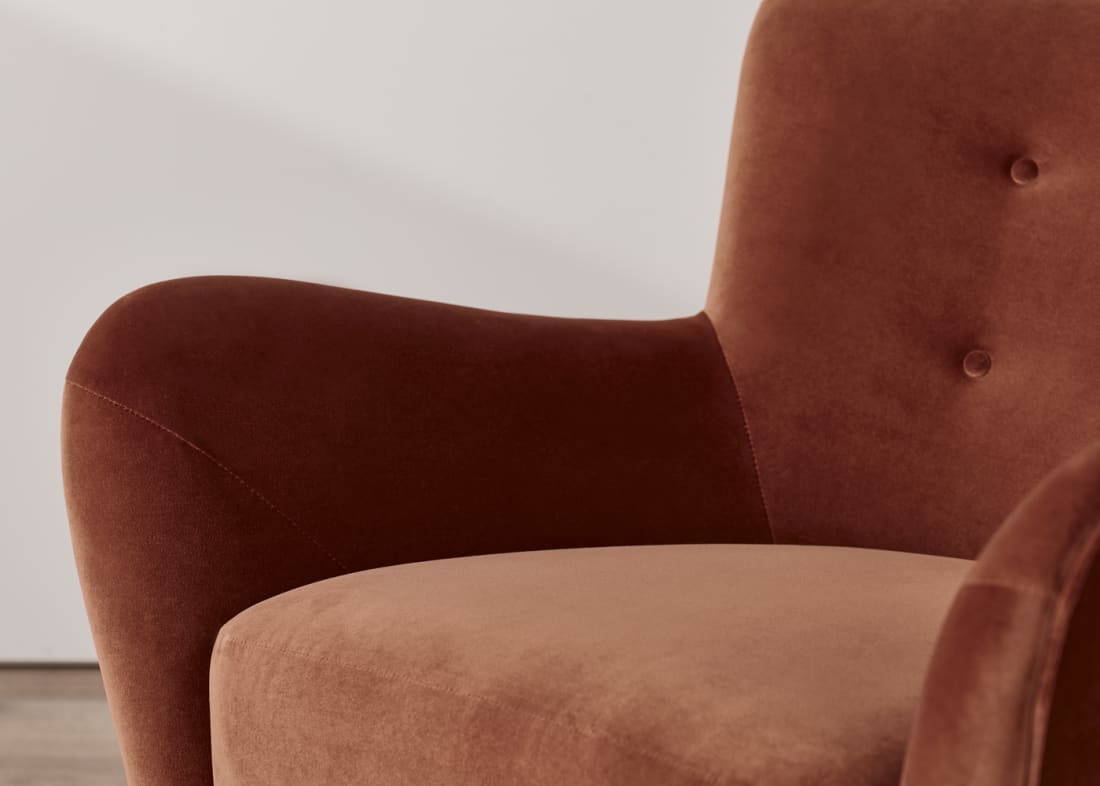 Chillback Accent Chair in Broken Pot Orange Velvet