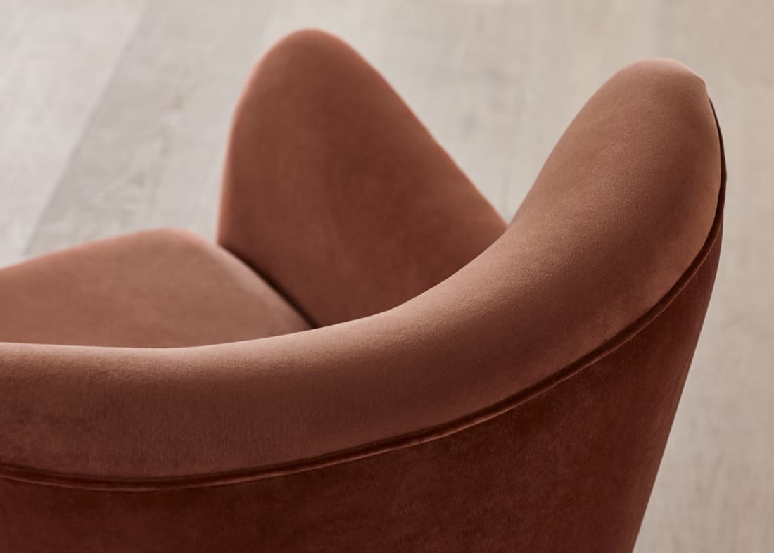 Chillback Accent Chair in Broken Pot Orange Velvet