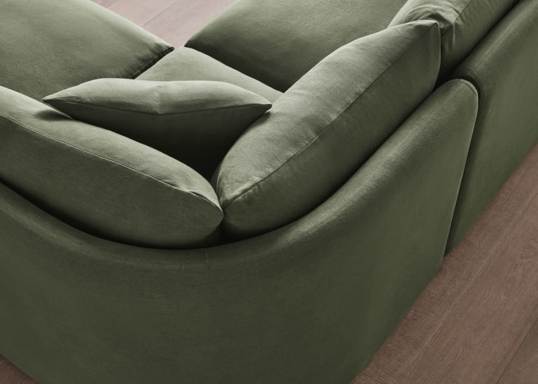 Curvella Corner Sofa in Battered Shed Clever Linen