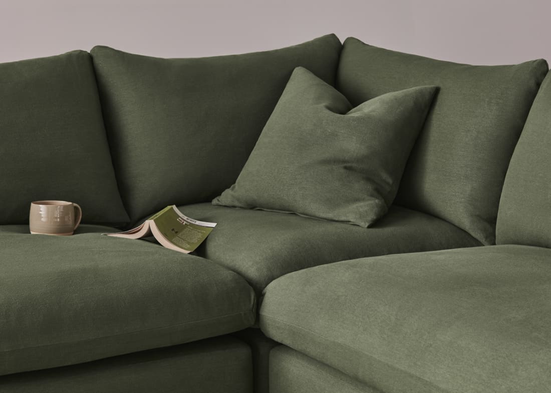 Curvella Corner Sofa in Battered Shed Clever Linen