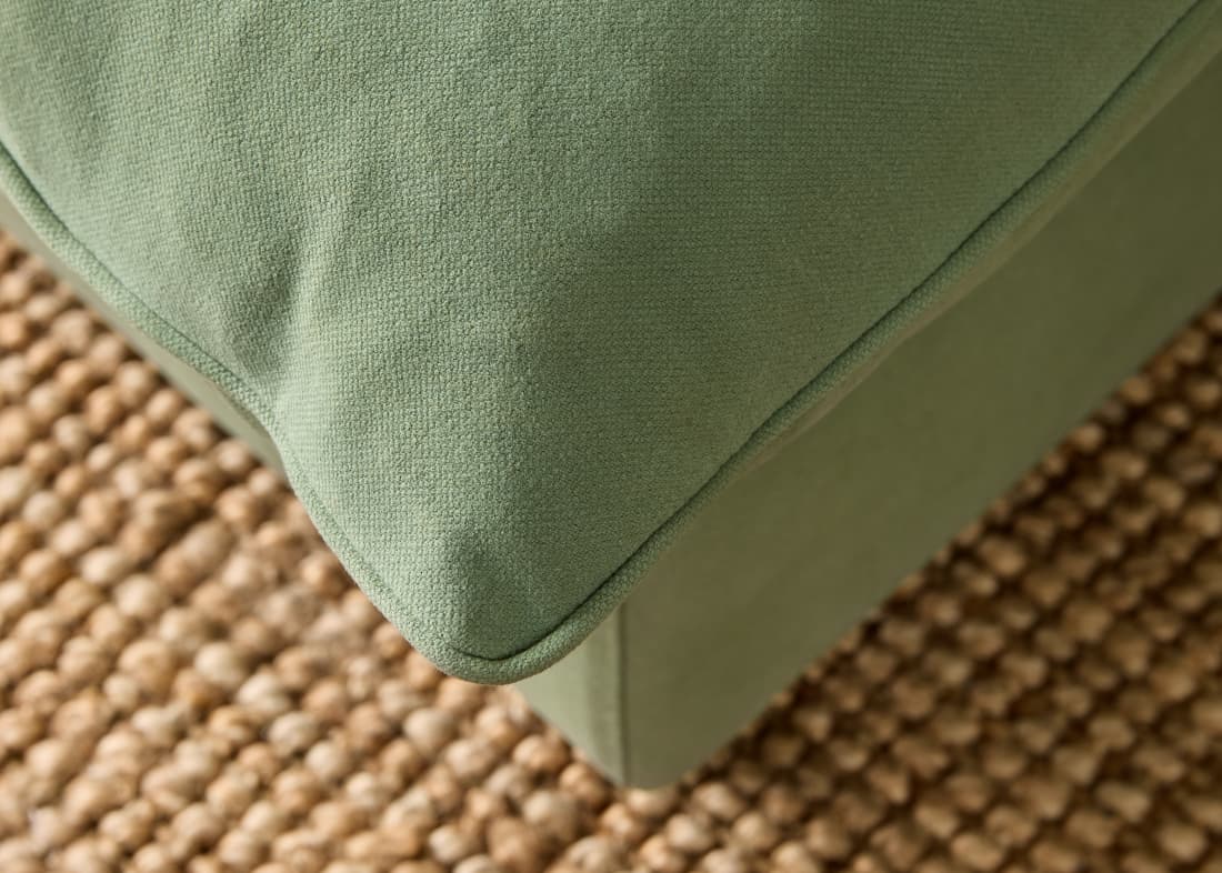 Slow Riser Chaise Sofa Bed in Mint Tea Green Twill with Dark Oak Legs