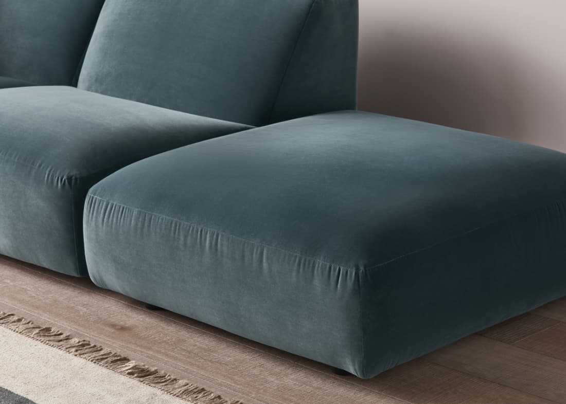 Squishblocks Modular Corner Chaise in Sopping Seagrass Teal Velvet